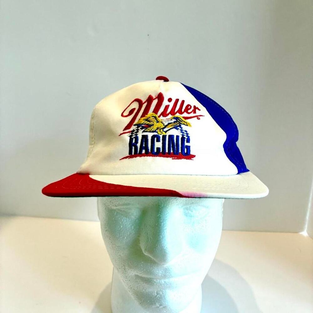 Yupoong Vintage NASCAR Racing Miller Racing Cap Hat Blue Red White - Picture 3 of 8